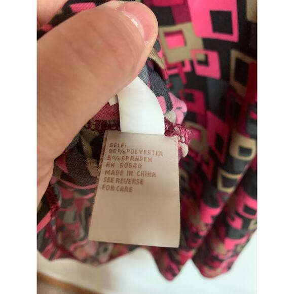 Jonathan Martin Geometric Print Pink Multicolor Midi Wormers Dress Size 12 - Picture 9 of 10
